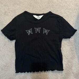 Black Kids' Butterfly T-Shirt